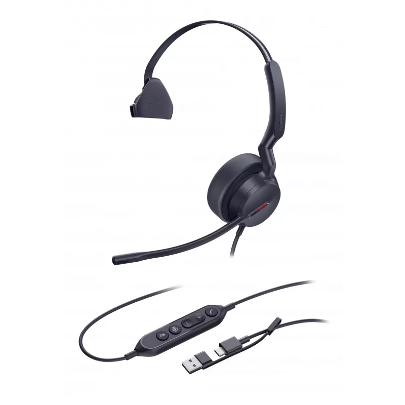 Yealink UH44 Mono Teams USB-C/A laidinė ausinė, biuro/skambučių centrui, 20–20000 Hz, 127 g, juoda