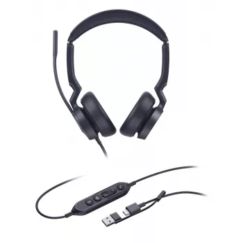 Yealink UH46 Dual Teams USB-C/A ausinės, laidinės, 20–20000 Hz, biurui/skambučių centrui, 166 g, juodos