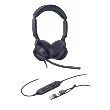 Yealink UH46 Dual Teams USB-C/A ausinės, laidinės, 20–20000 Hz, biurui/skambučių centrui, 166 g, juodos