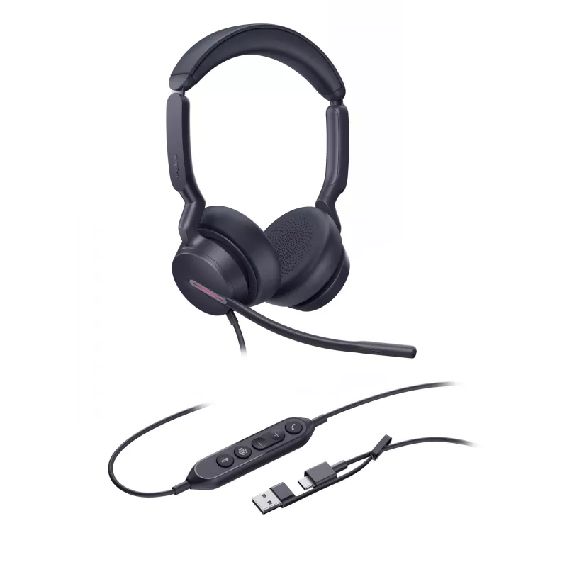 Yealink UH46 Dual Teams USB-C/A ausinės, laidinės, 20–20000 Hz, biurui/skambučių centrui, 166 g, juodos