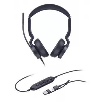 Yealink UH46 Dual UC USB-C/A ausinės, laidinės, 20 - 20000 Hz, biurui/skambučių centrui, 166 g, juodos