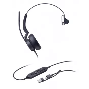 Yealink UH46 Mono Teams USB-C/A laidinis ausinių komplektas, biurui / skambučių centrui, 20-20000 Hz, 127 g, juoda