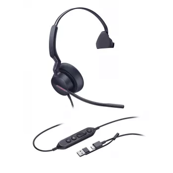 Yealink UH46 Mono Teams USB-C/A laidinis ausinių komplektas, biurui / skambučių centrui, 20-20000 Hz, 127 g, juoda