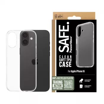 PanzerGlass SAFE. by ® TPU Dėklas Skaidrus iPhone 16, Dangtelis, Apple, Apple - iPhone 16, Skaidrus