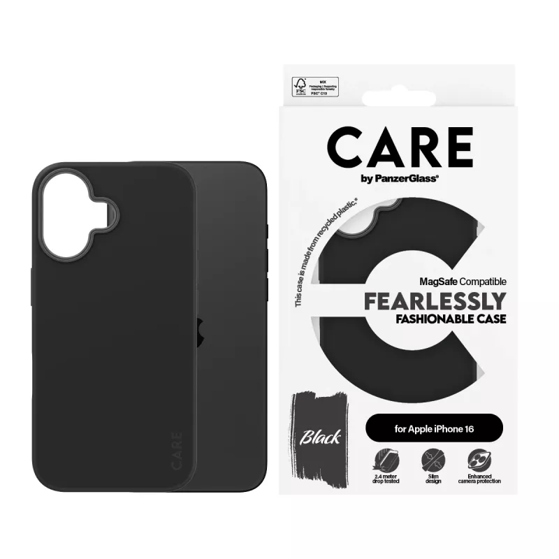 PanzerGlass CARE™ by ® Dėklas Black su MagSafe, iPhone 16, Juodas