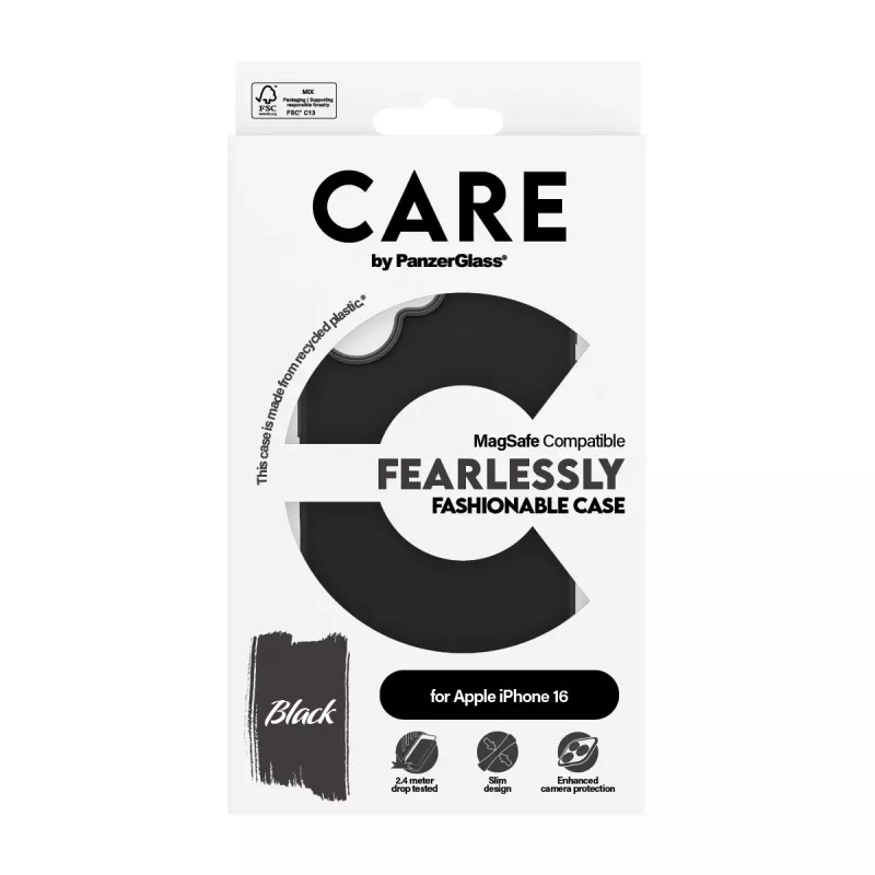 PanzerGlass CARE™ by ® Dėklas Black su MagSafe, iPhone 16, Juodas