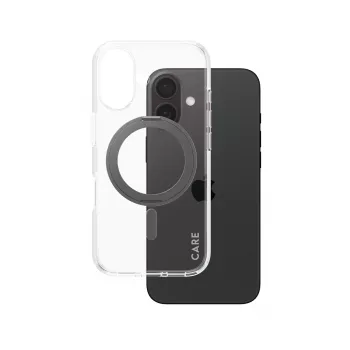 PanzerGlass CARE™ by ® Dėklas Skaidrus su Juodu Pėdeliu ir MagSafe iPhone 16
