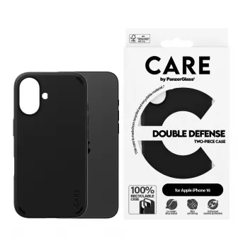 PanzerGlass CARE™ by ® Double Defense Case Black iPhone 16 – Dėklas
