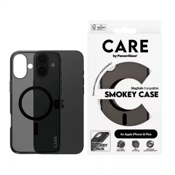 PanzerGlass CARE™ by ® Urban Combat Case Smokey su juodu MagSafe, iPhone 16 Plus
