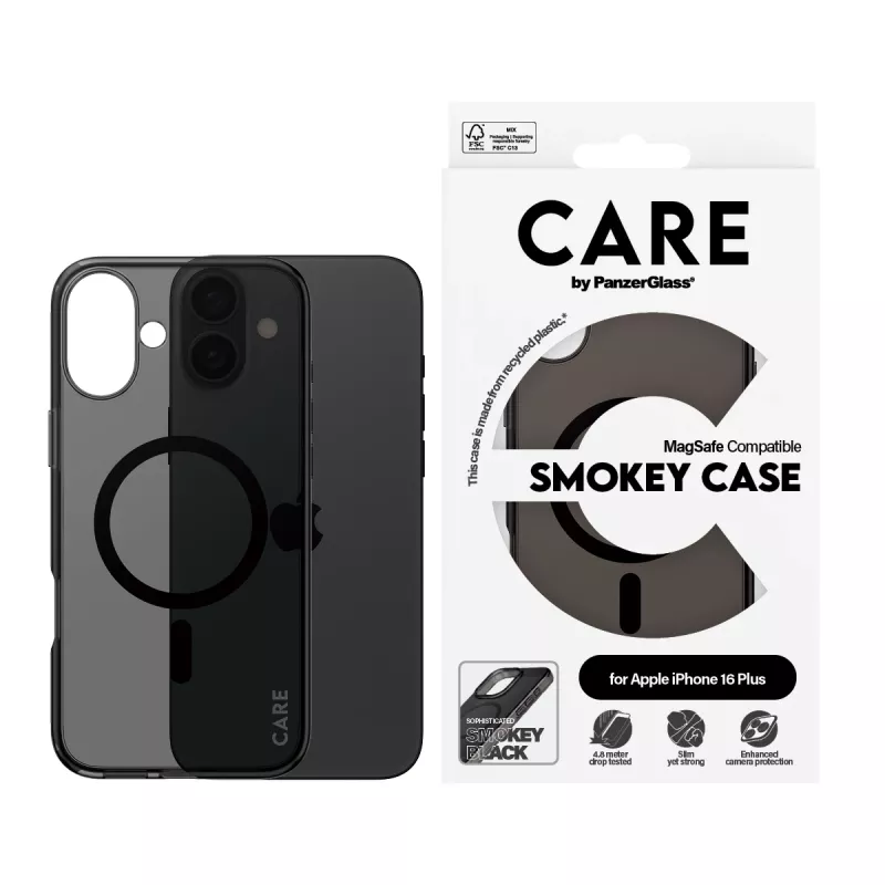 PanzerGlass CARE™ by ® Urban Combat Case Smokey su juodu MagSafe, iPhone 16 Plus