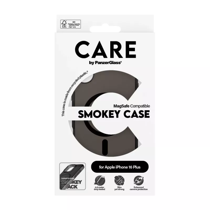 PanzerGlass CARE™ by ® Urban Combat Case Smokey su juodu MagSafe, iPhone 16 Plus