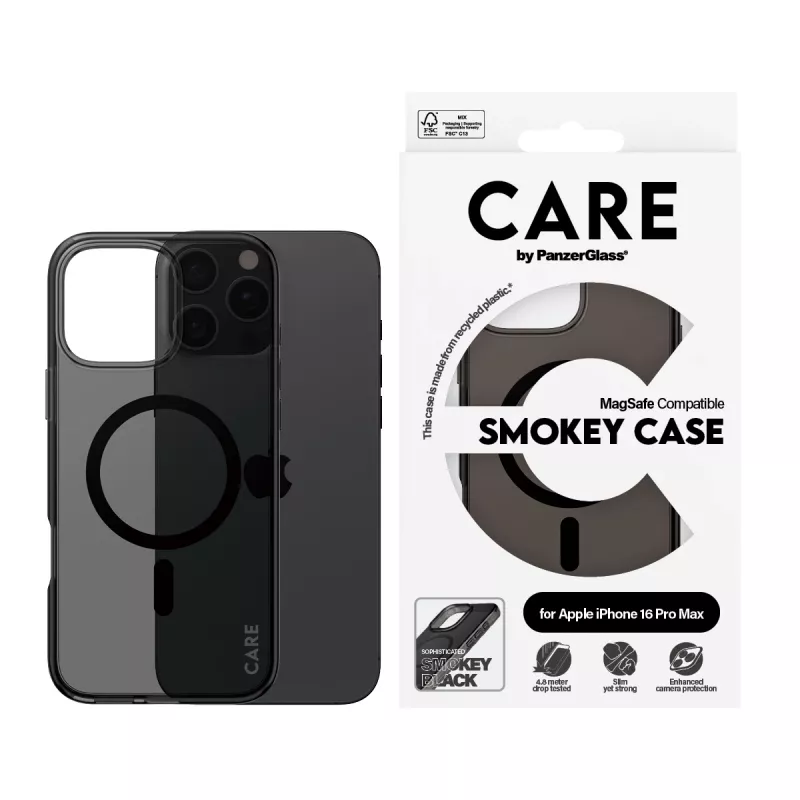 PanzerGlass CARE™ by ® Urban Combat Case Smokey su juodu MagSafe iPhone 16 Pro Max