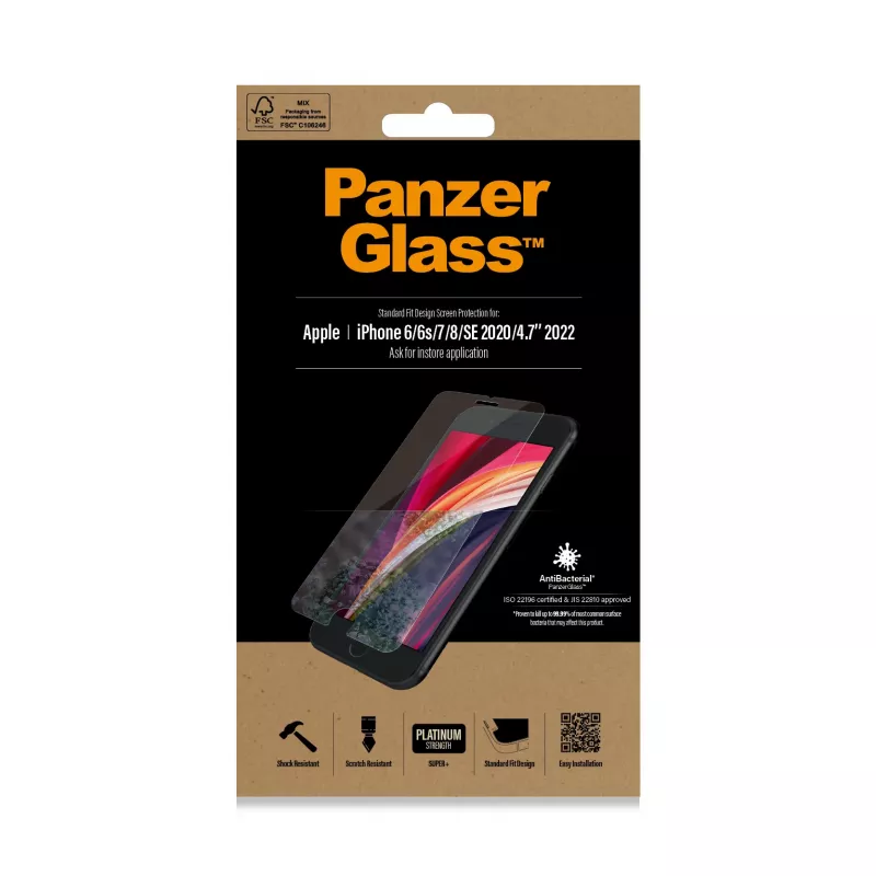 PanzerGlass® Apsauginis stiklas iPhone 8 | 7 | 6s | 6 | SE (2020/2022) | Standartinis