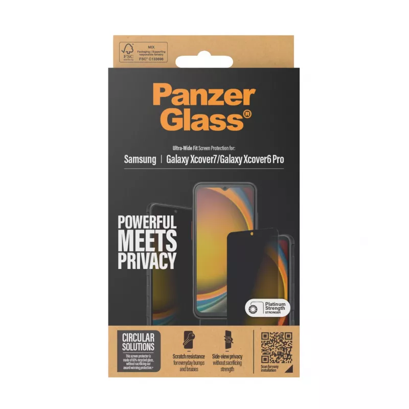 PanzerGlass® privatumo ekrano apsauga Samsung Galaxy Xcover7 Pro | Xcover7 | Xcover6 Pro | Ultra-Wide Fit