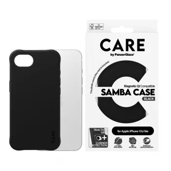 PanzerGlass CARE™ by ® Samba Case Black su Qi suderinamumu iPhone 17e | 16e