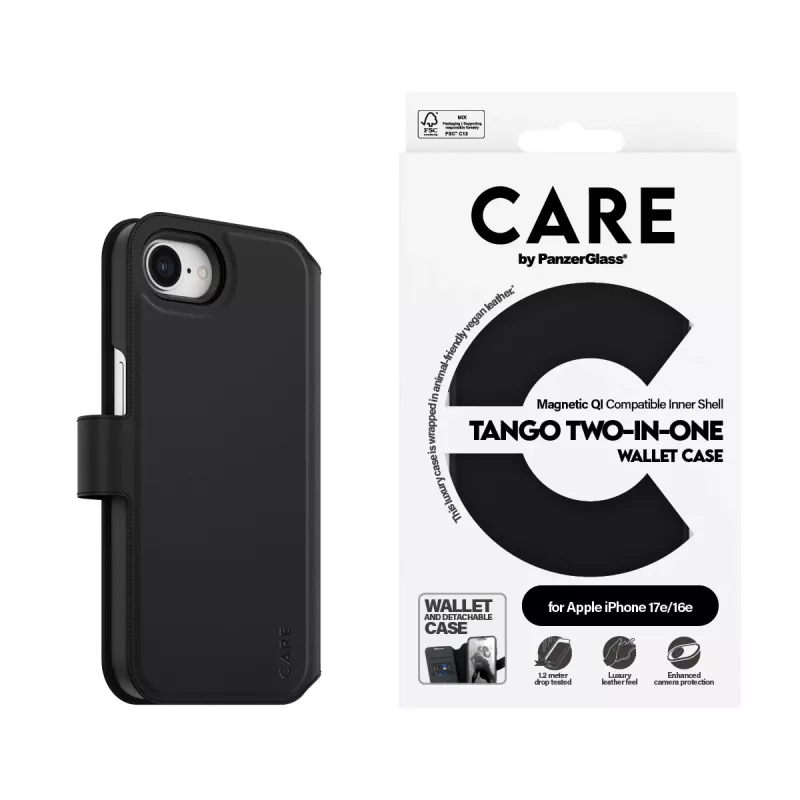 PanzerGlass CARE™ by ® Tango 2-in-1 Wallet Case su Qi, skirtas iPhone 17e | 16e