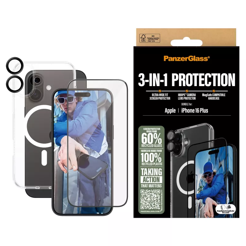 PanzerGlass ® 3-in-1 apsaugos rinkinys iPhone 16 Plus