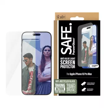 PanzerGlass SAFE. Anti-Blue Light ekrano apsauga iPhone 16 Pro Max | Ultra-Wide Fit