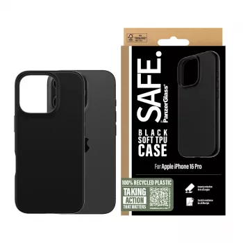 PanzerGlass SAFE. by ® TPU dėklas Black iPhone 16 Pro, Dėklas, Apple, Apple - iPhone 16 Pro, Juoda