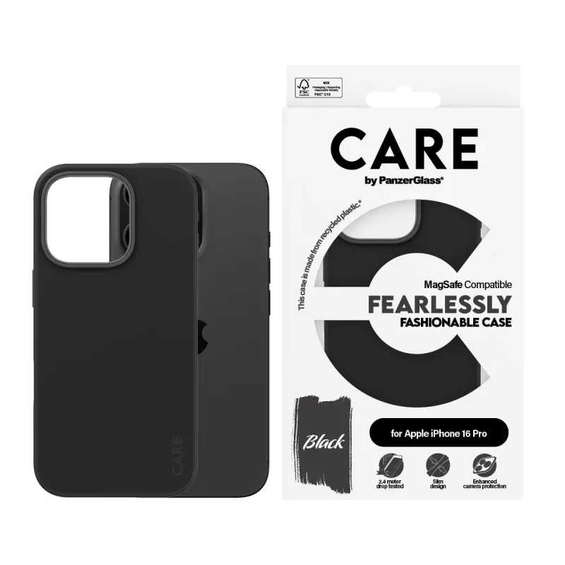 PanzerGlass CARE™ by ® Dėklas Black su MagSafe iPhone 16 Pro, Juodas