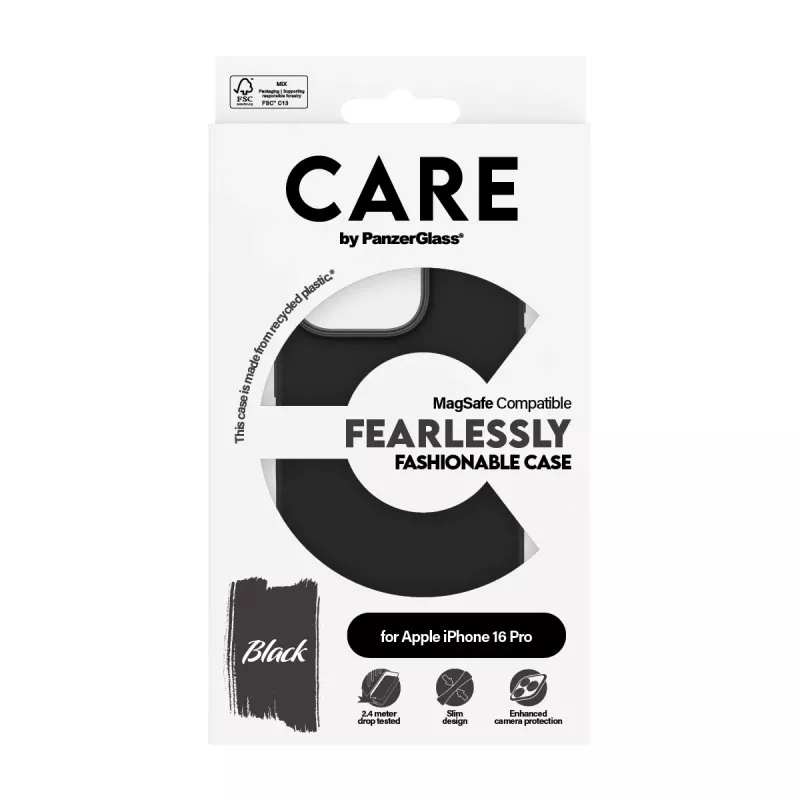 PanzerGlass CARE™ by ® Dėklas Black su MagSafe iPhone 16 Pro, Juodas