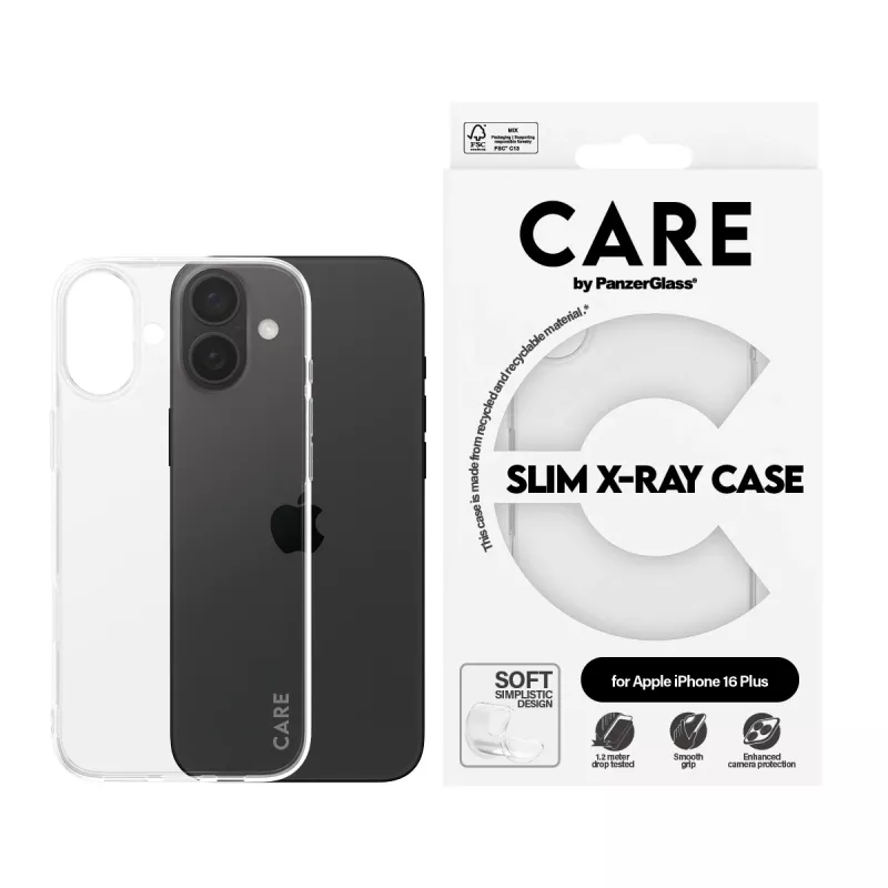 PanzerGlass CARE™ by ® X-Ray Case iPhone 16 Plus, permatas, Apple, Apple - iPhone 16 Plus, skaidrus