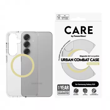 PanzerGlass CARE™ by ® Urban Combat dėklas Samsung Galaxy S25, skaidrus su Chardonnay, Qi suderinamas