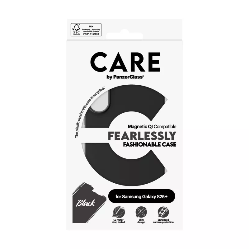 PanzerGlass CARE™ by ® dėklas Black su Qi suderinamumu Samsung Galaxy S25+