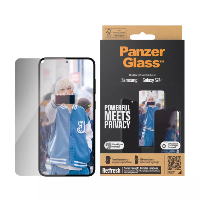PanzerGlass® Privatumo ekrano apsauga, skirta Samsung Galaxy S24+ | Ultra-Wide Fit su EasyAligner