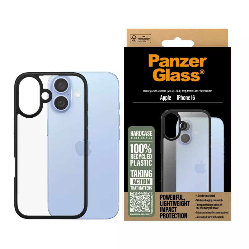 PanzerGlass ® HardCase Skaidrus iPhone 16, Dėklas, Apple, Apple - iPhone 16, Skaidrus