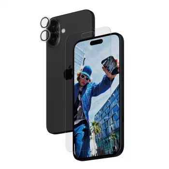 PanzerGlass ® 2-in-1 rinkinys iPhone 16 Plus, Apple, Apple - iPhone 16 Plus, sausas klijavimas, atsparus įbrėžimams, atsparus smūgiams, permatomas, 1 vnt.