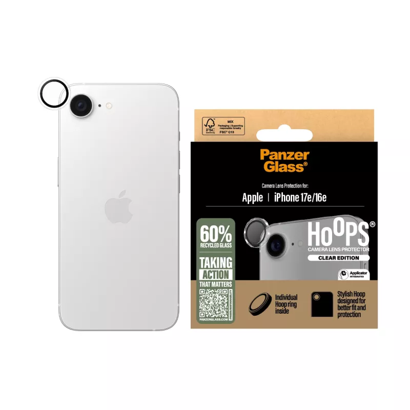 PanzerGlass ® Hoops® apsauginis objektyvo stikliukas permatomas iPhone 17e | 16e