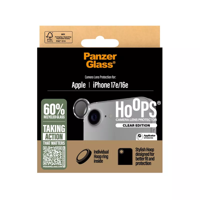 PanzerGlass ® Hoops® apsauginis objektyvo stikliukas permatomas iPhone 17e | 16e