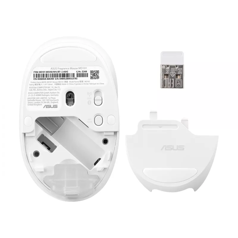 ASUS Fragrance MD101 pelė, namų, ambidekstrinė, RF belaidė + Bluetooth, optinė, 2400 DPI
