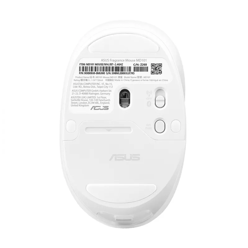 ASUS Fragrance MD101 pelė, namų, ambidekstrinė, RF belaidė + Bluetooth, optinė, 2400 DPI