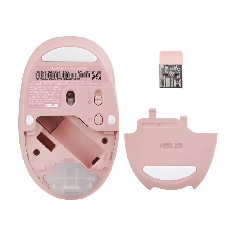 ASUS Fragrance MD101 pelė, Home, Ambidextrinė, RF Wireless + Bluetooth, Optinė, 2400 DPI
