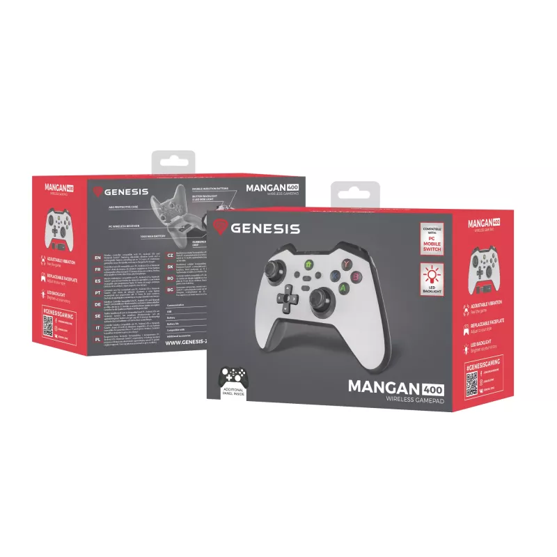 GENESIS Mangan 400 White Bluetooth žaidimų pultas Analoginis / Skaitmeninis Android, MAC, Nintendo Switch, PC, iOS