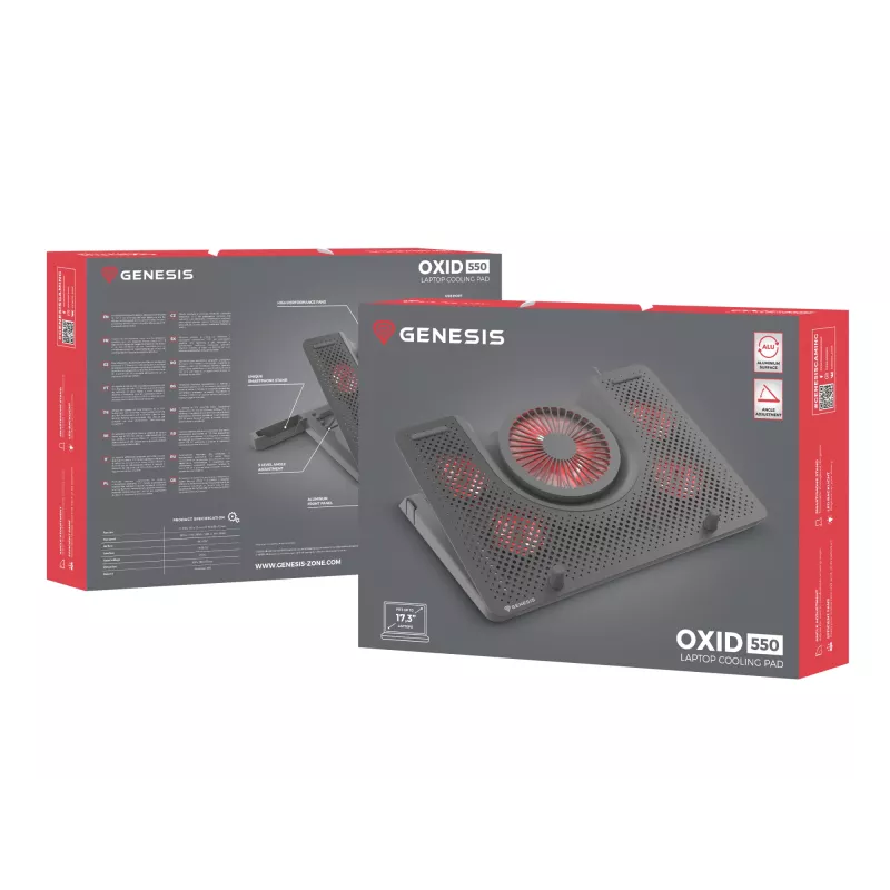 GENESIS Oxid 550 aušintuvas nešiojamam kompiuteriui 43,9 cm (17,3 colio) 2800 aps./min. Juodas