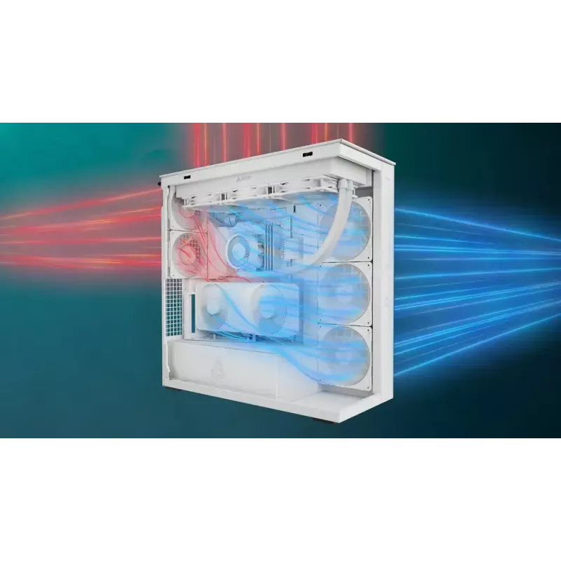 ARCTIC Xtender VG (balta) Premium E-ATX kompiuterio korpusas su vertikaliu GPU montavimu