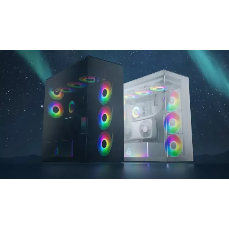 ARCTIC Xtender VG (balta) Premium E-ATX kompiuterio korpusas su vertikaliu GPU montavimu