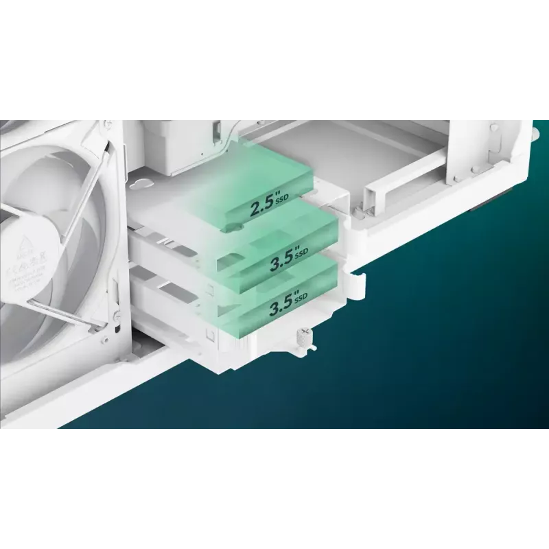 ARCTIC Xtender VG (balta) Premium E-ATX kompiuterio korpusas su vertikaliu GPU montavimu