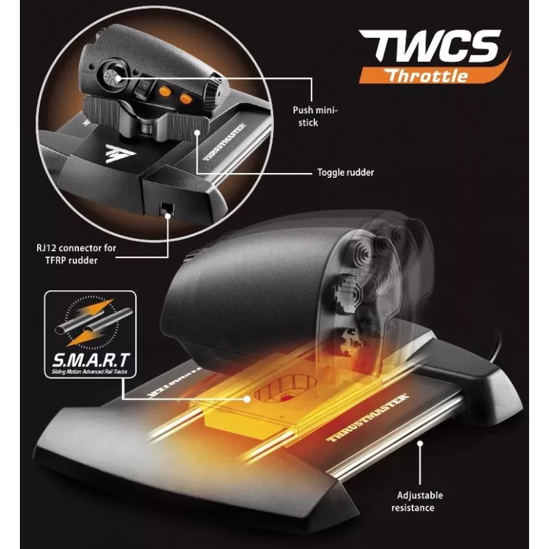 Thrustmaster T-16000M FCS Flight Pack – juodas USB valdymo pultas (joystick) analoginis/digitalinis MAC, PC