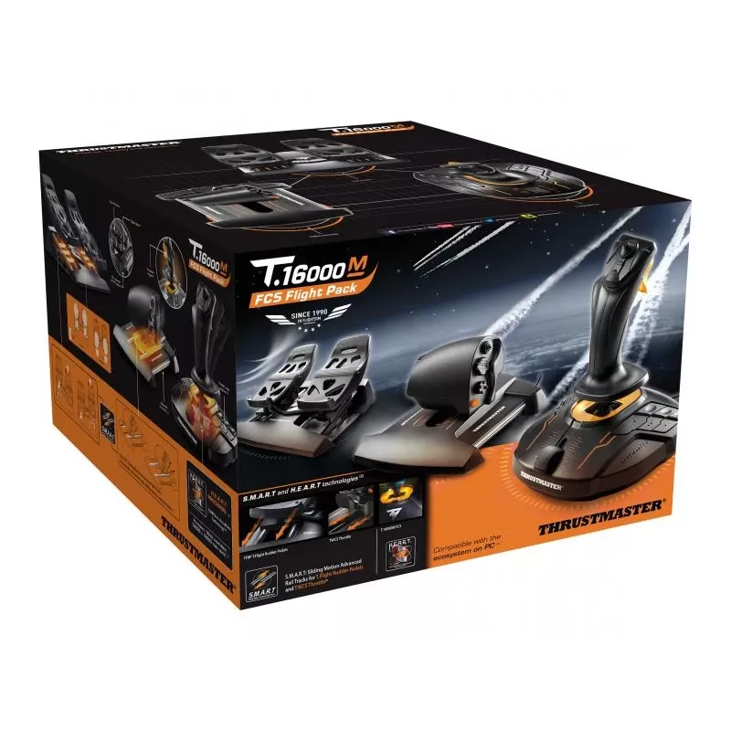Thrustmaster T-16000M FCS Flight Pack – juodas USB valdymo pultas (joystick) analoginis/digitalinis MAC, PC