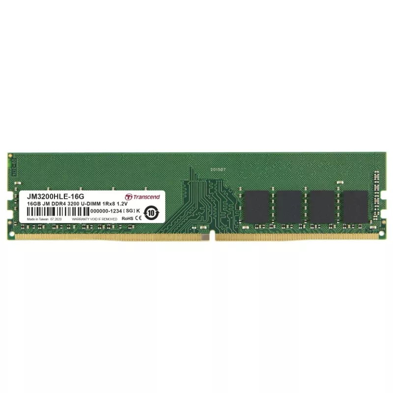 TRANSCEND 16 GB JetRam DDR4 3200 MHz U-DIMM 1rx8 2gx8 CL22 1,2 V