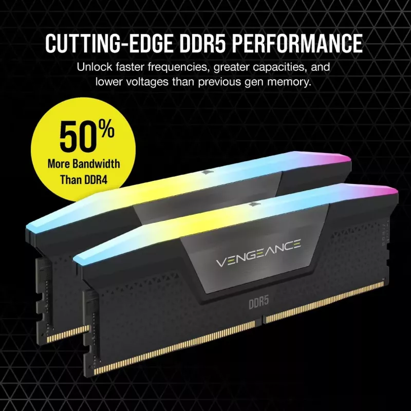 CORSAIR Vengeance RGB 32 GB (2x16 GB) DDR5 6400 MHz CL36 atminties rinkinys - juodas