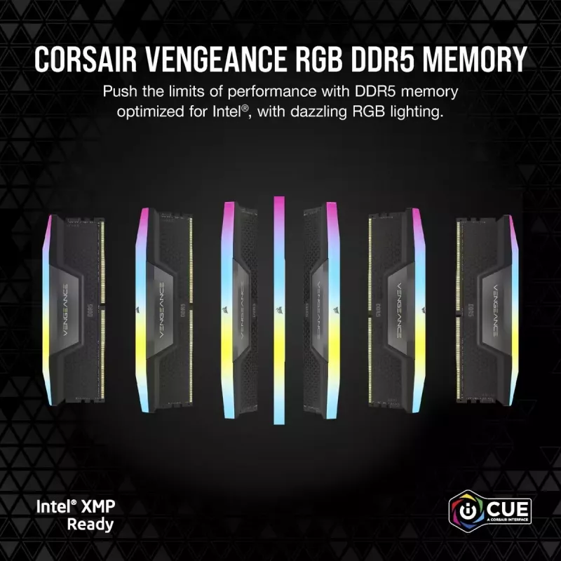 CORSAIR Vengeance RGB 32 GB (2x16 GB) DDR5 6400 MHz CL36 atminties rinkinys - juodas