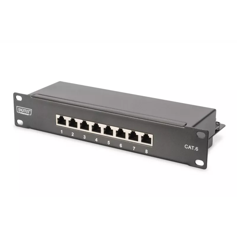 DIGITUS 10 colių tinklo rinkinys - 6U spintele, lentyna, PDU, 8 prievadų jungiklis, CAT6 skydelis