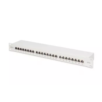 DIGITUS skydo plokštė, CAT6A ekranuota, 1U, 24 prievadai, 8P8C, juoda RAL 9005, 483