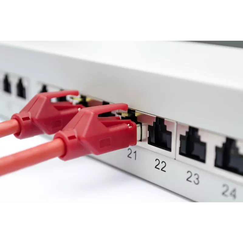 DIGITUS skydo plokštė, CAT6A ekranuota, 1U, 24 prievadai, 8P8C, juoda RAL 9005, 483