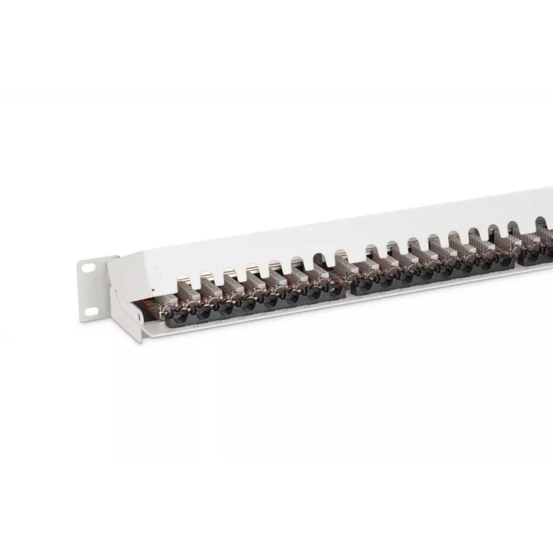 DIGITUS skydo plokštė, CAT6A ekranuota, 1U, 24 prievadai, 8P8C, juoda RAL 9005, 483
